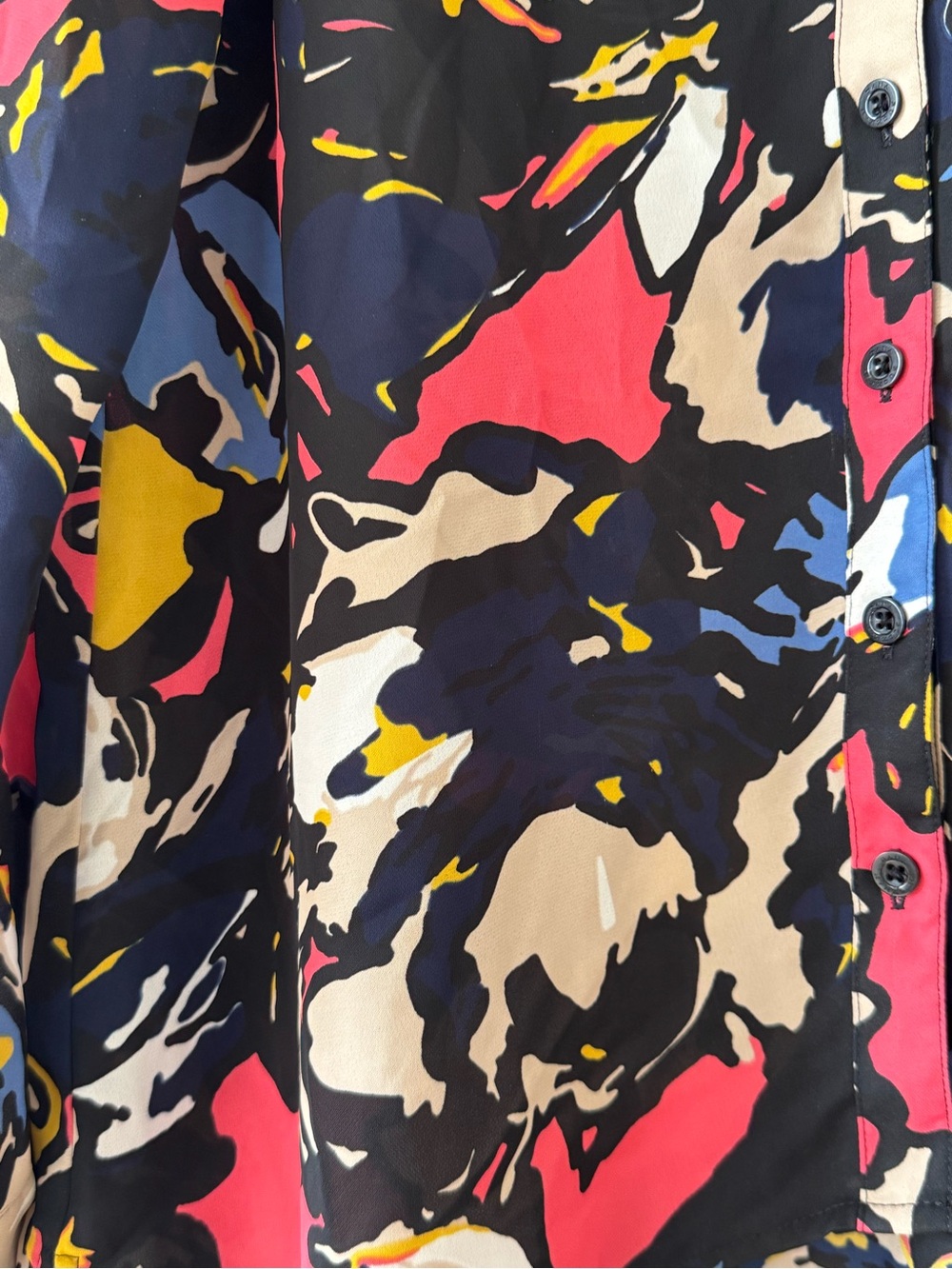 Dana Buchman Women’s Abstract Floral Button Front Tunic Blouse Small Colorful - Picture 5 of 6